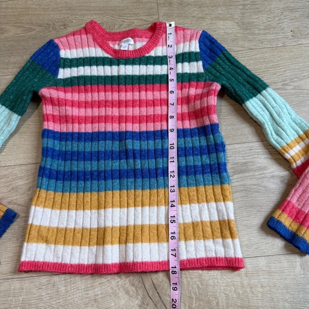EUC Kids Girls striped Gymboree colorful wool blend sweater stretch size M 7-8